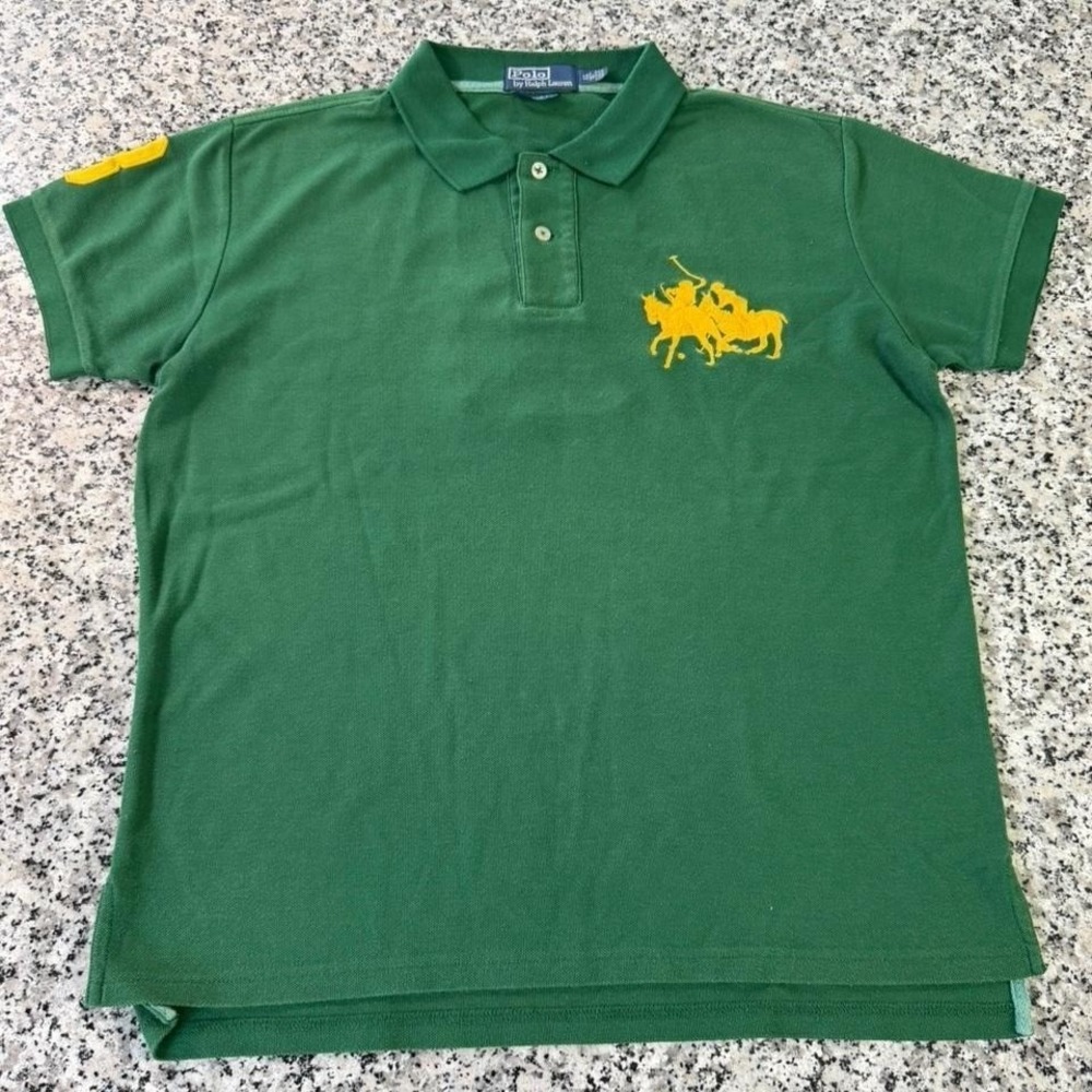 Polo Ralph Lauren Green Vtg 90's Big Pony Classic Polo Shirt Fits Medium